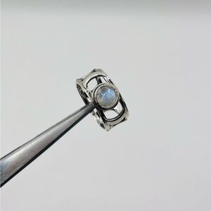 Natural Round Moonstone Sterling Silver Ring